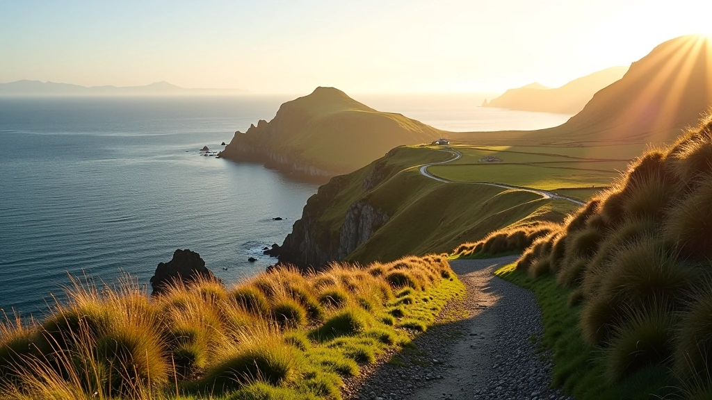 Scenic coastal path with ocean views on Valentia Island, Kerry
